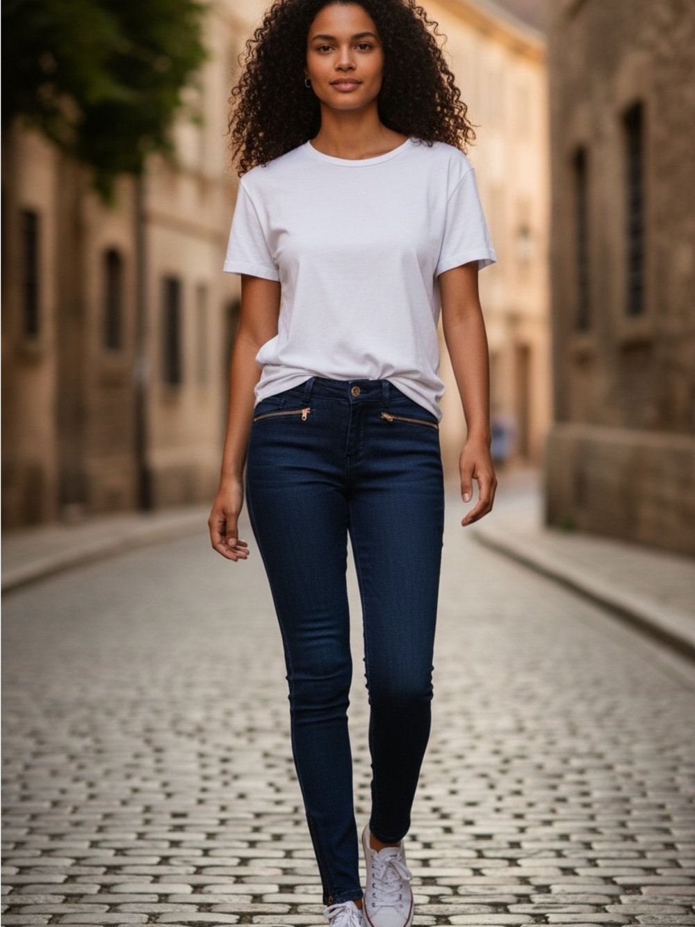 White House Black Market Dark Navy Skinny Zip-Pocket Jeans
